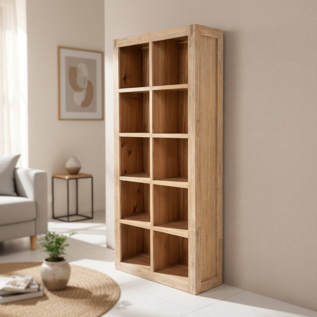 Wooden bookshelf with five shelves 