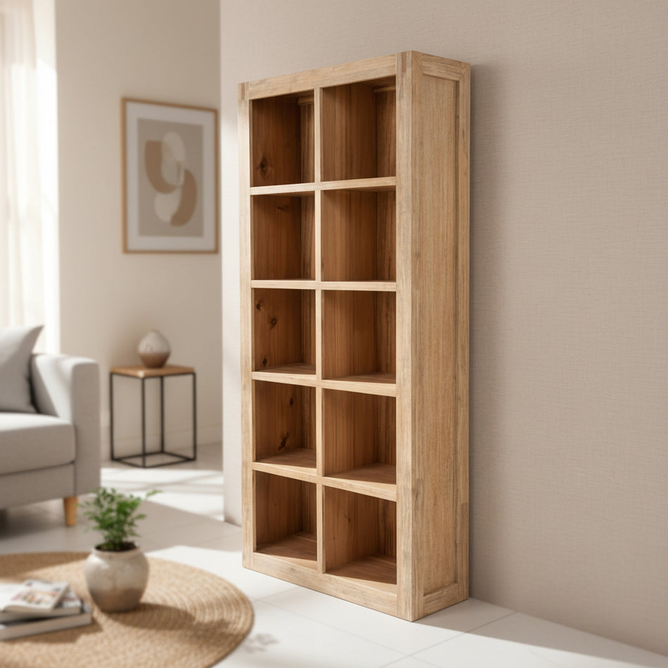 Wooden bookshelf with five shelves 
