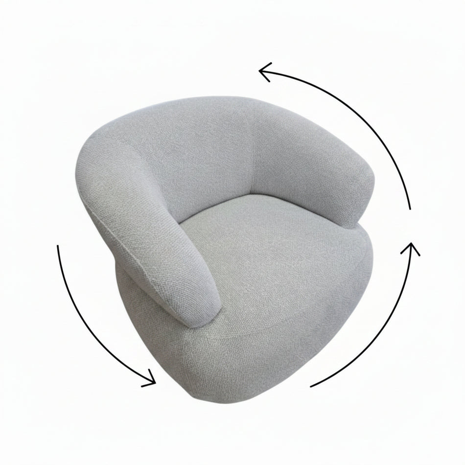 Gray fabric armchair on a white background