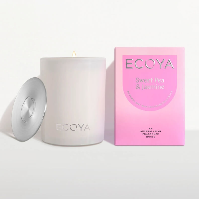 Ecoya candle and packaging on a white background