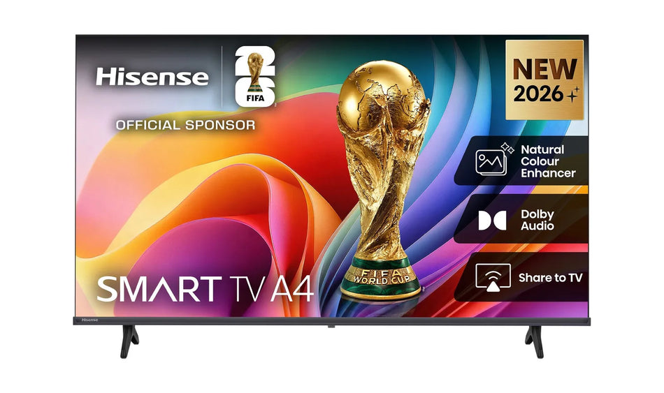 Hisense smart TV with FIFA World Cup branding on a white background