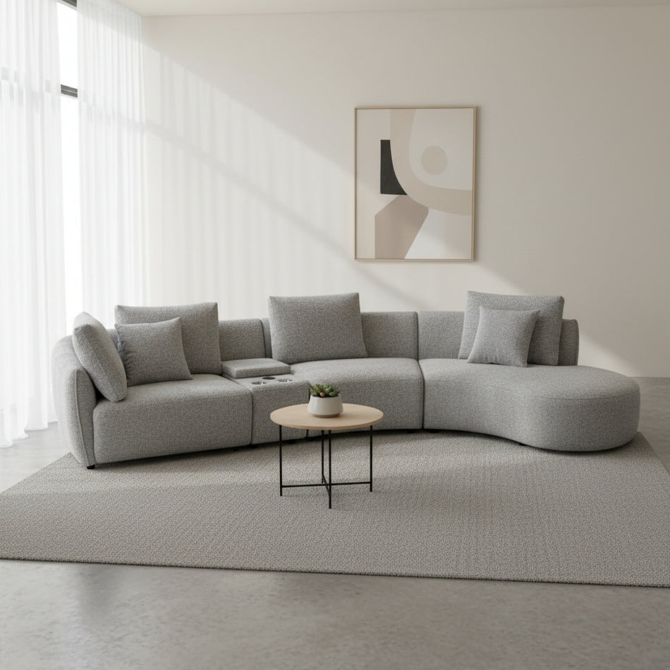 Lunar RHF Corner Lounge w/ Console & Chaise