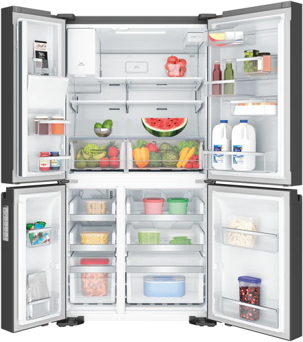 Westinghouse 609L Quad Door Fridge with Ice and Water Door Dispenser - Matte Black