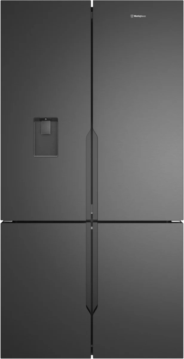 Westinghouse 564L Plumbed Water Dispenser Quad Door Fridge - Matte Charcoal Black