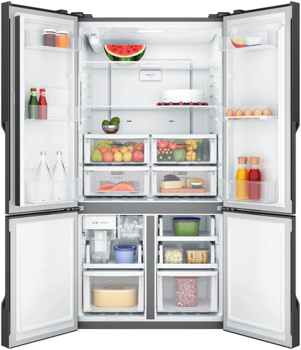Westinghouse 564L Plumbed Water Dispenser Quad Door Fridge - Matte Charcoal Black