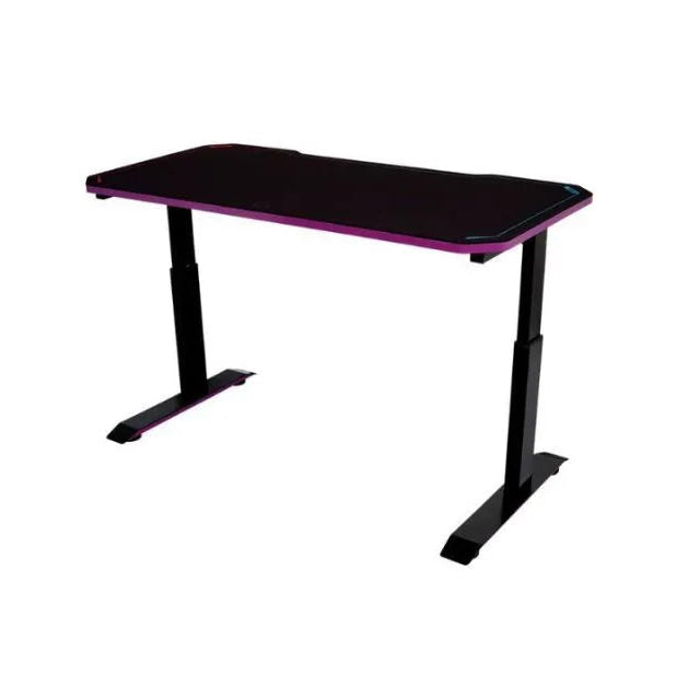 Black and purple gaming desk on a white background
