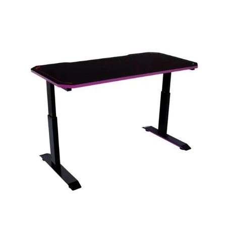 Black and purple gaming desk on a white background
