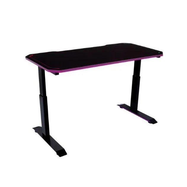 Black and purple gaming desk on a white background