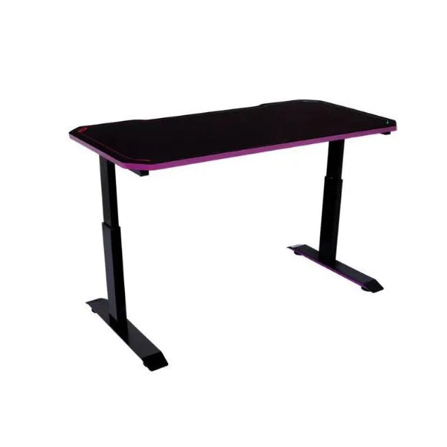 Black and purple gaming desk on a white background