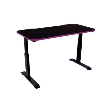 Black and purple gaming desk on a white background