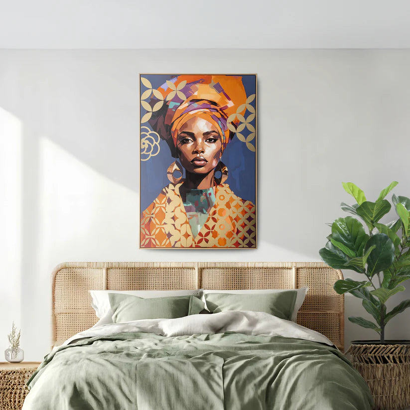 Foiled Canvas African Women Blue