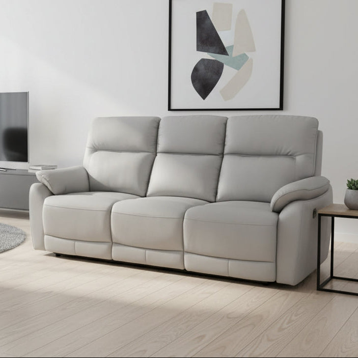 AURBURN -Silver leather electric 2 seater sofa