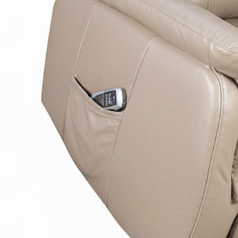 Beige leather recliner chair on a white background