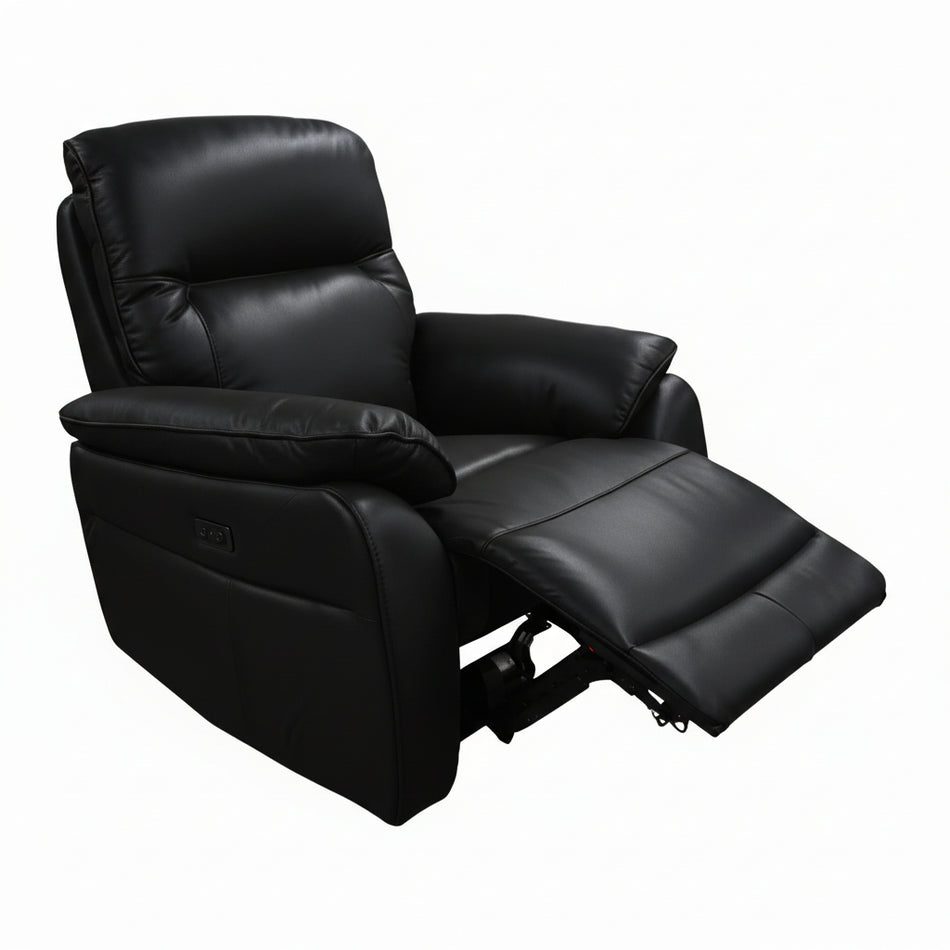 Black recliner chair on a white background