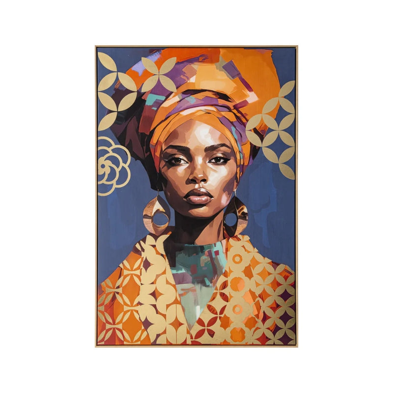 Foiled Canvas African Women Blue