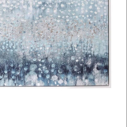Abstract art piece with gradient of blue and white tones on a white background