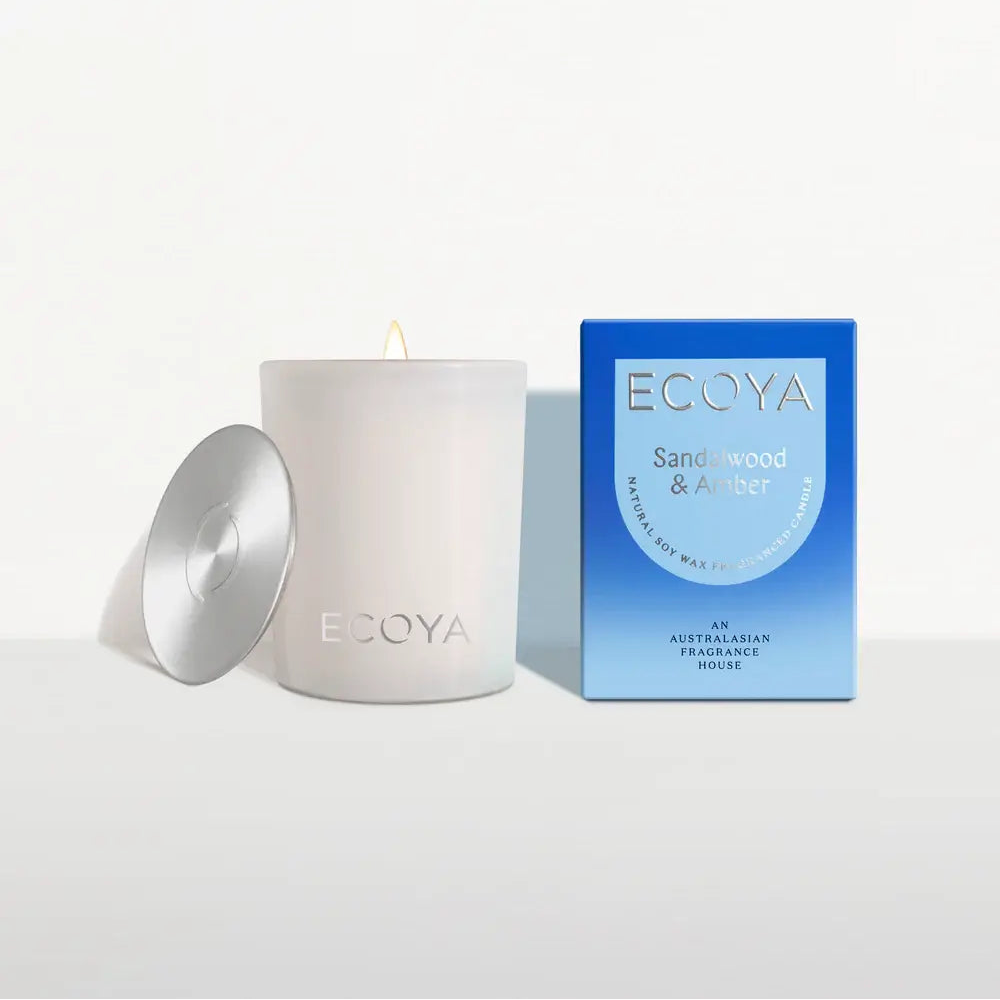 Ecoya candle with packaging on a white background
