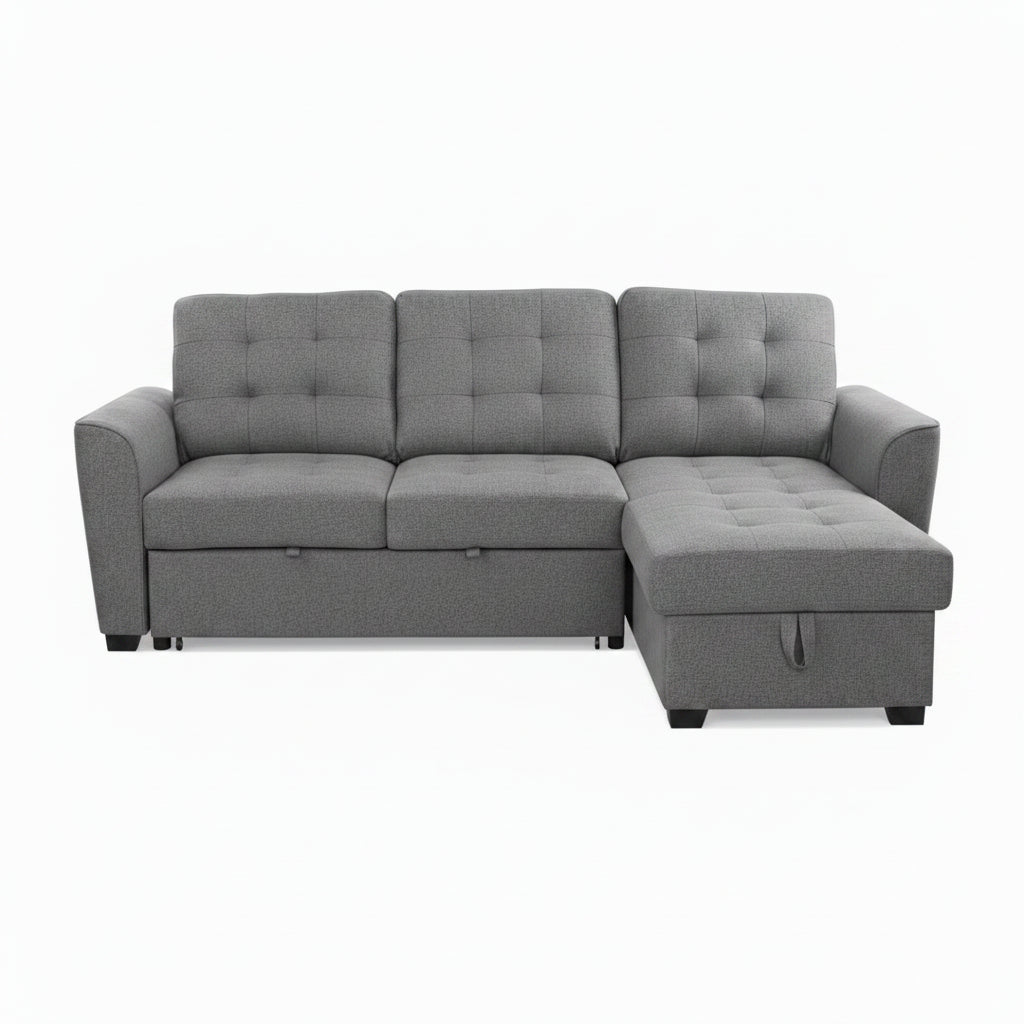 Gray sectional sofa on a white background
