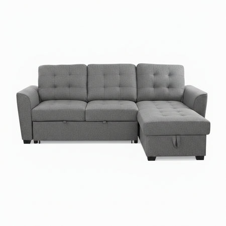 Gray sectional sofa on a white background