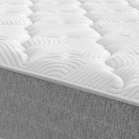 Close-up of a mattress with quilted top and solid base