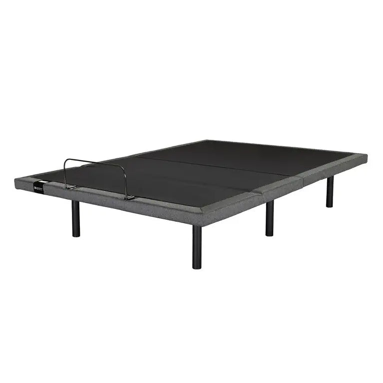 Black metal bed frame on a white background