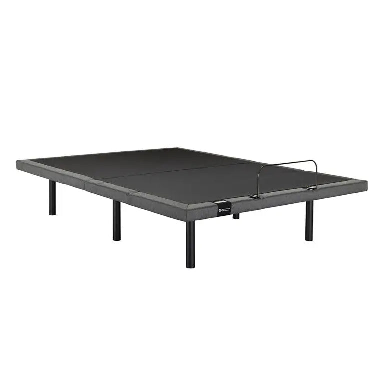 Black metal bed frame on a white background