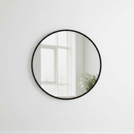 Round mirror with black trim