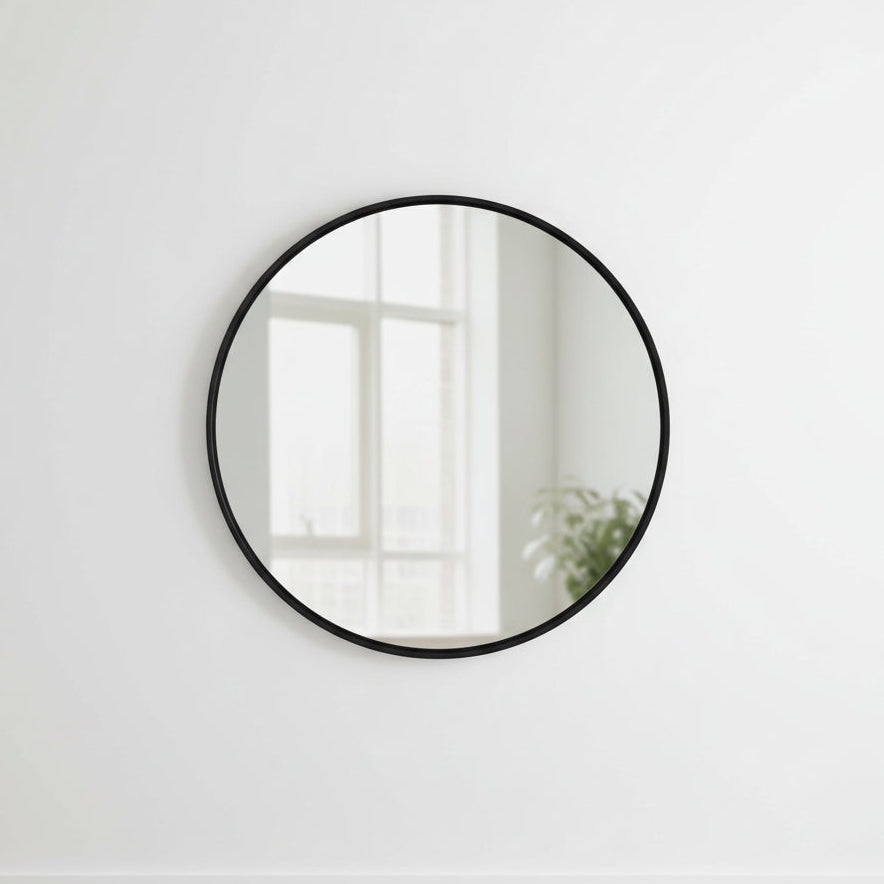 Round mirror with black trim