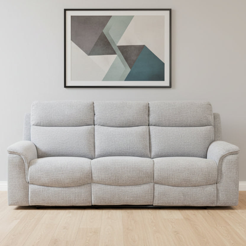 Light beige sofa in a room with a abstract painting on the wall