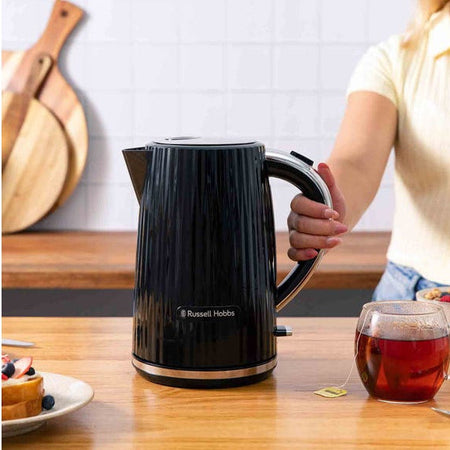 Russell Hobbs Eden kettle on kitchen benchtop — square lifestyle photo
