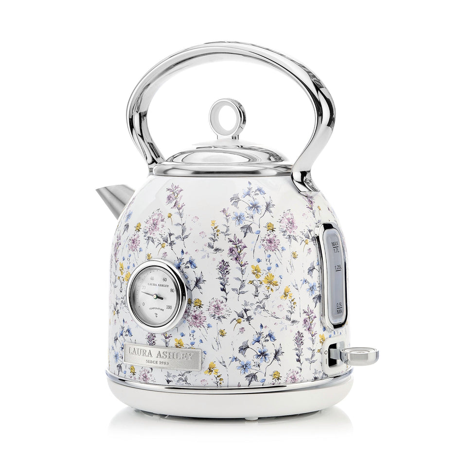 Laura Ashley Wild Meadow dome kettle temperature dial and side view