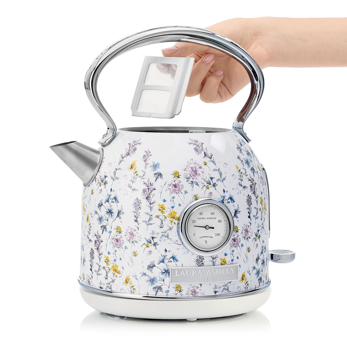 Laura Ashley Wild Meadow dome kettle removable lid feature