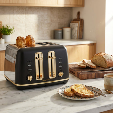 Morphy Richards Ascend Soft Gold 4 Slice Toaster Black front view