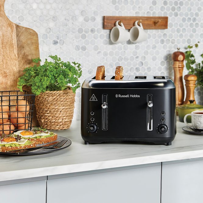 Russell Hobbs Addison 4 Slice Toaster in Matte Black RHT514BLK - view 4