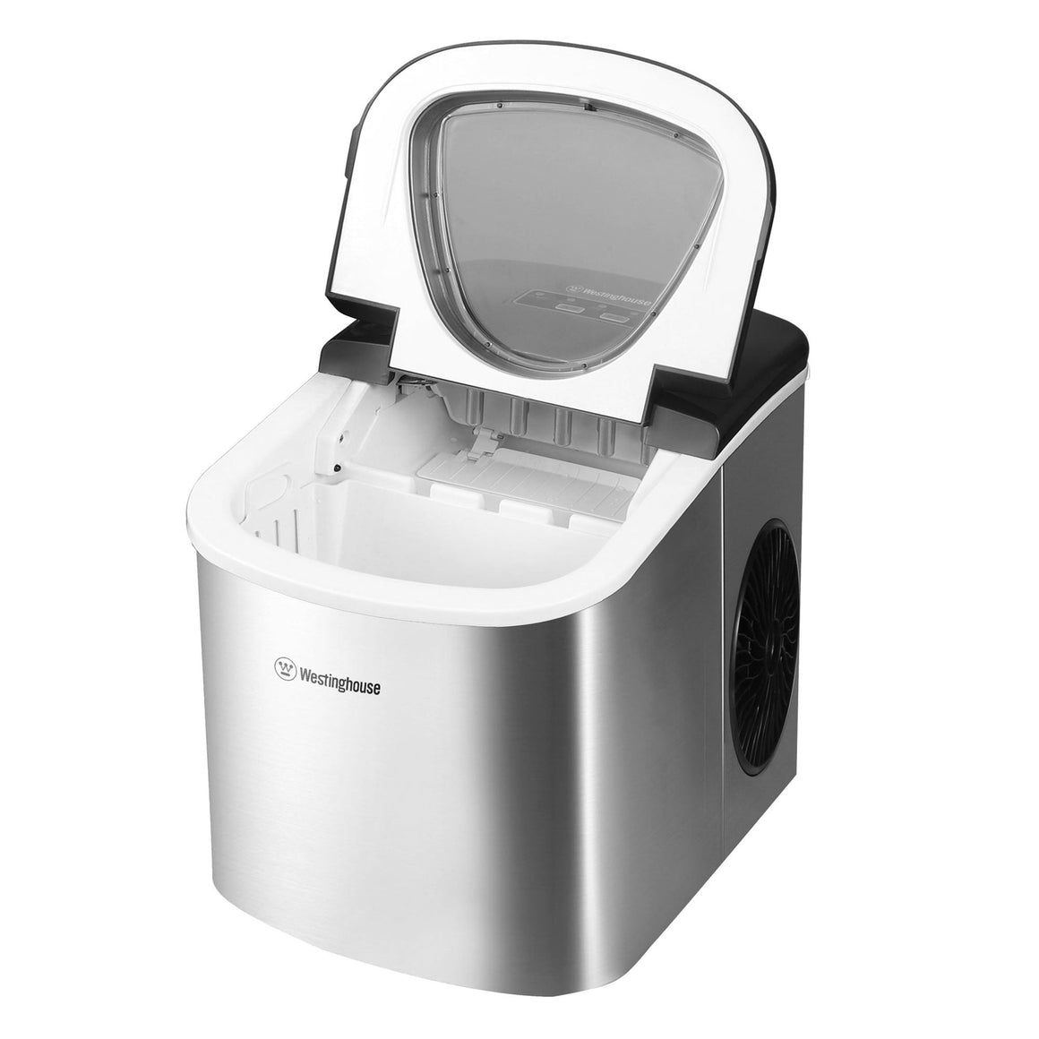 Westinghouse WHIM01SS ice maker interior and open lid