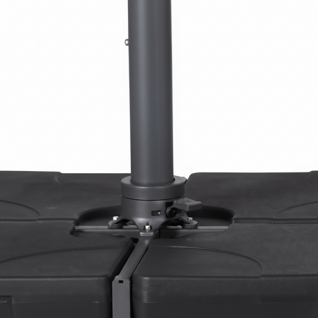 Black stand with a cylindrical object on a white background