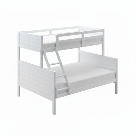 White bunk bed with two beds, one above the other, on a white background.