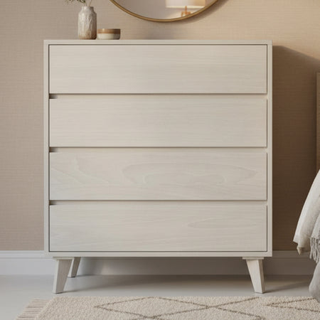 Wooden dresser with three drawers on a white background