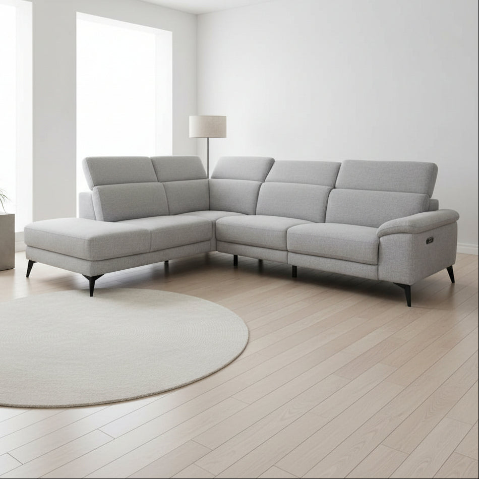 Gray sectional sofa on a white background