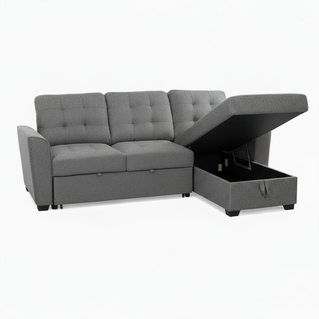 Gray sectional sofa on a white background