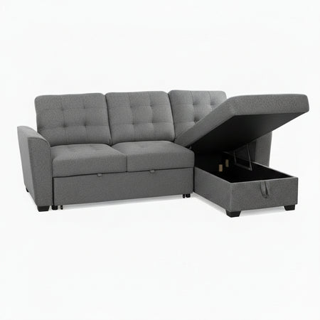 Gray sectional sofa on a white background